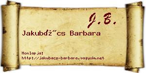 Jakubács Barbara névjegykártya